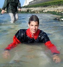 hiking in the sea