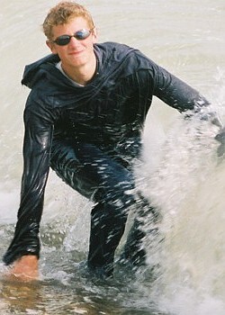surf swimming in a hoodie